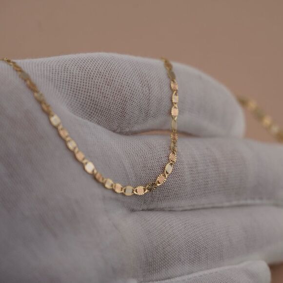 14k REAL Gold Solid 2.5 mm Tri color Valentino Chain Necklace with Spring Clasp - Picture 6 of 7